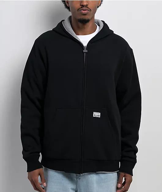 Heavyweight Reversible Thermal Grey Black Zip Hoodie — image 1 of 1