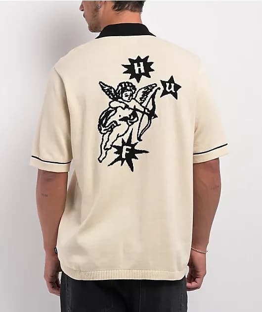 Icarus Natural Knit Short Sleeve Button Up Shirt — image 1 of 1