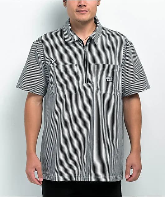 Lurker Navy Blue White Half Zip Work Shirt — image 1 of 1
