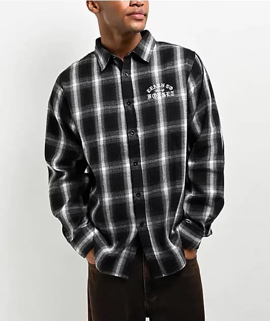 Learn To Forget Old English Black Flannel Shirt — image 1 of 1