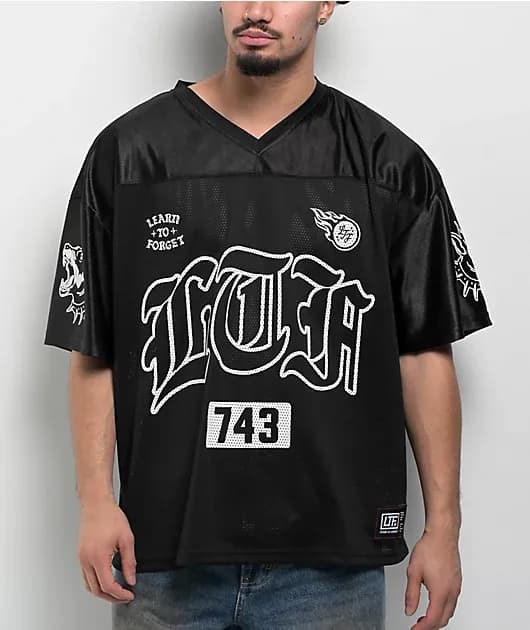 Learn To Forget Olde English Black Football Jersey — image 1 of 1