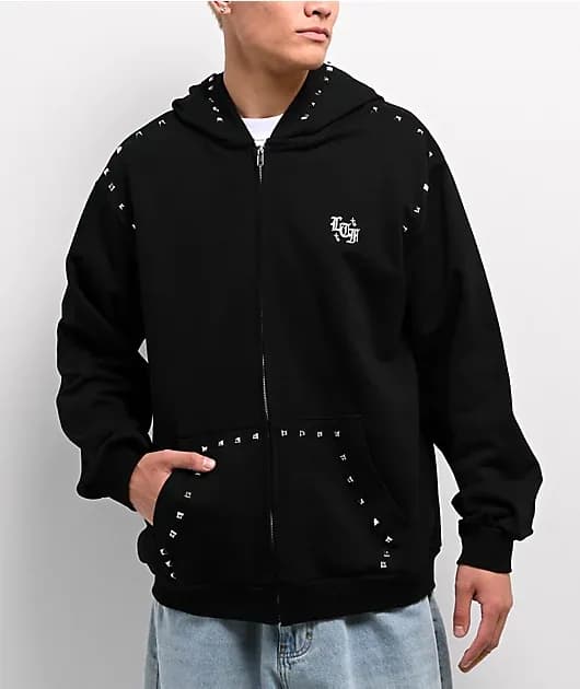 Learn To Forget Punk Stud Black Zip Hoodie — image 1 of 1