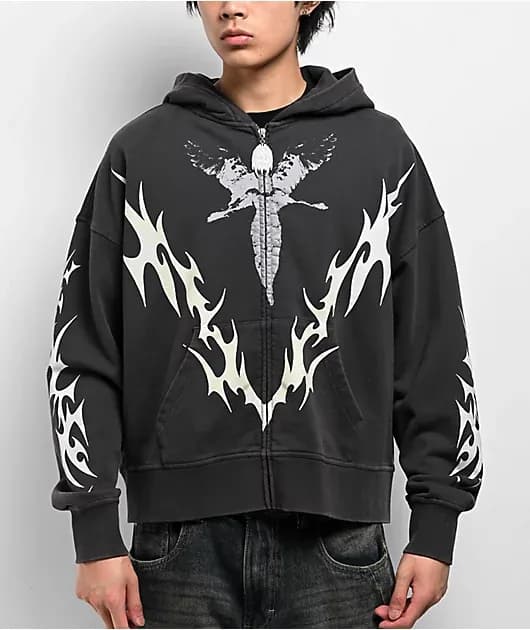 Lightning Black Wash Zip Hoodie — image 1 of 1