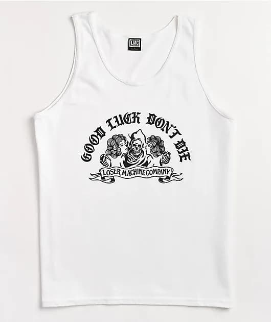 Loser Machine No Trouble White Tank Top — image 1 of 1