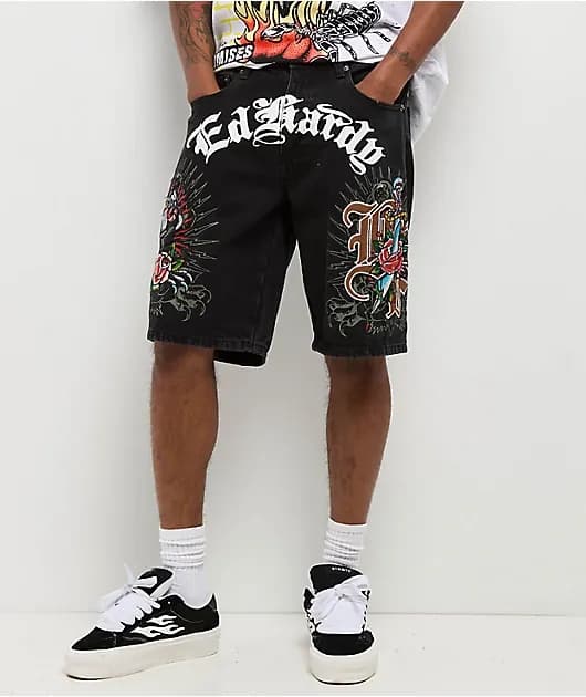 Love Scars Black Denim Shorts — image 1 of 1