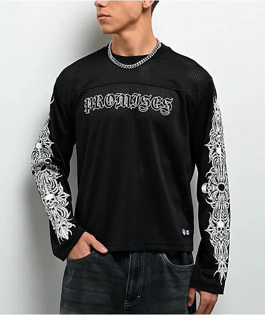 Mausoleum Black Long Sleeve Crop Jersey — image 1 of 1