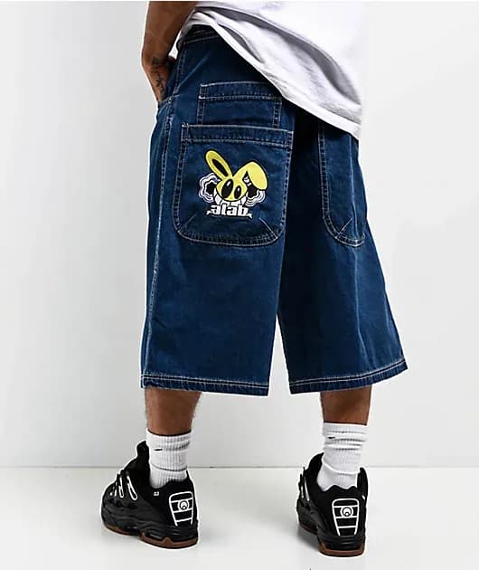 Mega Rave Dark Blue Denim Skate Shorts — image 1 of 1