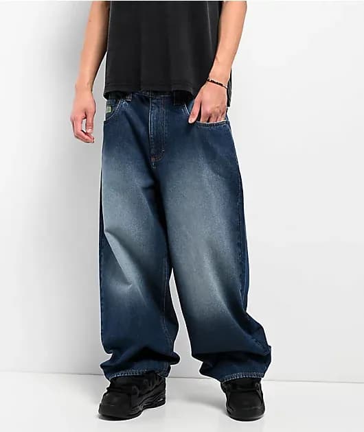 Midnight Dark Blue Wash Ultra Wide Skate Jeans — image 1 of 1