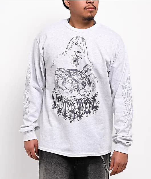 Monster Flash Heather Grey Long Sleeve T-Shirt — image 1 of 1