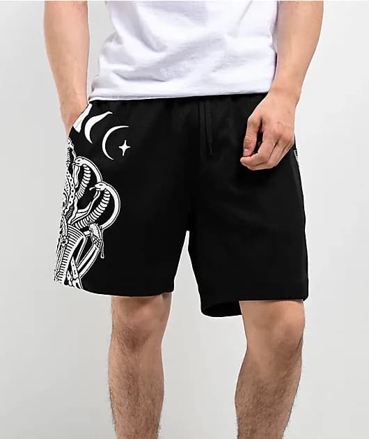 Moons Black Mesh Shorts — image 1 of 1