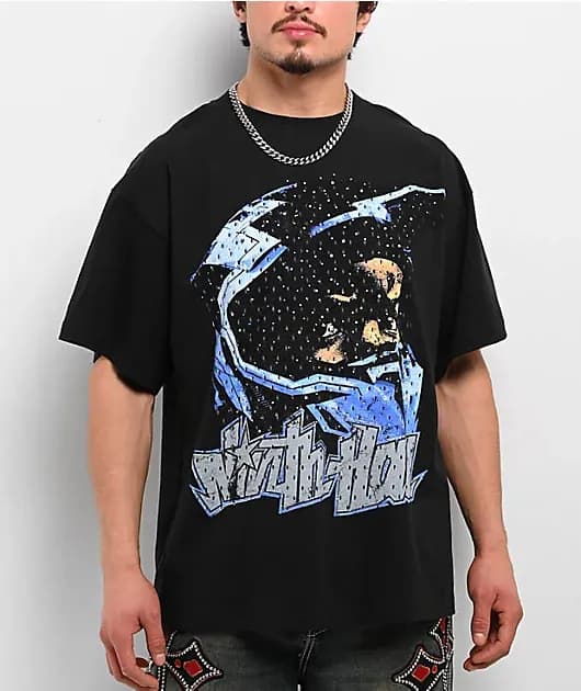 Moto Rhinestone Black Boxy T-Shirt — image 1 of 1
