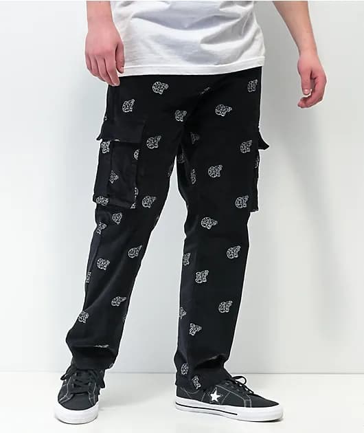 Odd Future All Over Embroideries Black Corduroy Cargo Pants — image 1 of 1