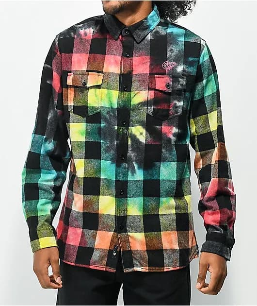 Odd Future Tie Dye Woven Flannel — image 1 of 1