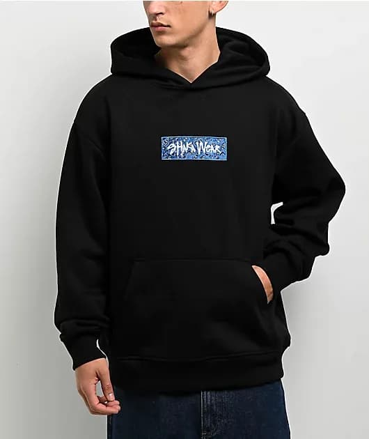 Paisley Black Blue Hoodie — image 1 of 1