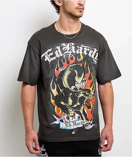 Panther Flames Sunfade Grey T-Shirt — image 1 of 1