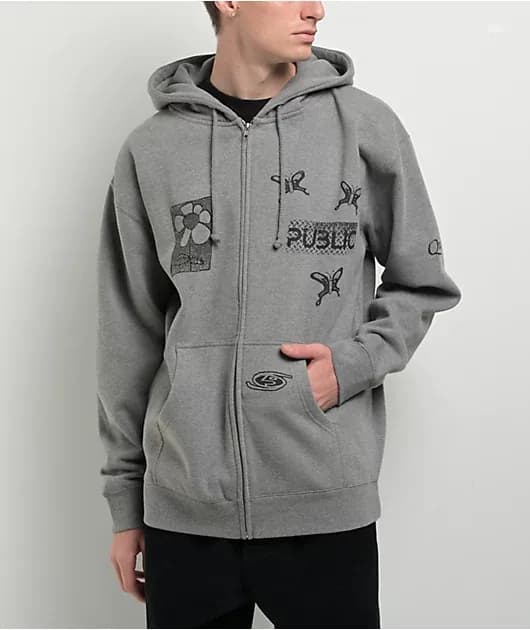 Public Sum Grey Zip Hoodie — image 1 of 1