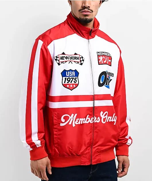 Comic Print Racing Team Red Zip Jacket — image 1 of 1