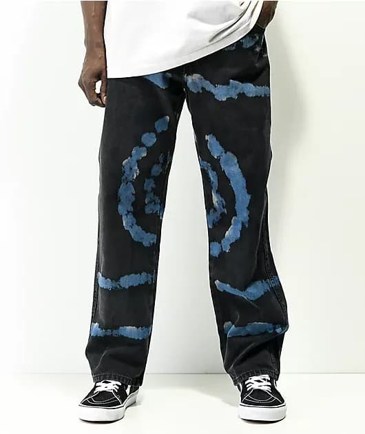 Ragged Priest Pixel Black Blue Dye Loose Fit Jeans — image 1 of 1