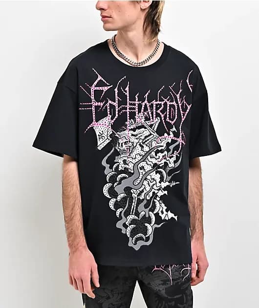 Reaper Ghost Rhinestone Black T-Shirt — image 1 of 1