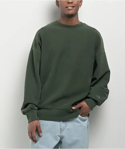 Reverse Weave Green Wash Crewneck Sweatshirt — image 1 of 1