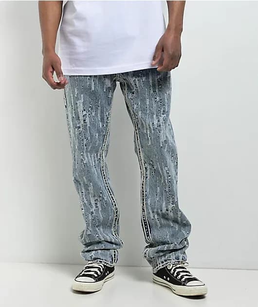 Ricky Distress Blue Wash Straight Leg Jeans — image 1 of 1