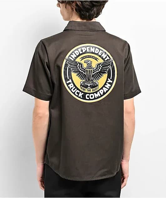 Ride The Best Victory Brown Short Sleeve Button Up Shirt — image 1 of 1