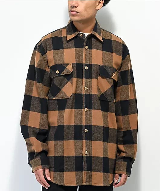 Rothco Heavy Brown Plaid Flannel Shirt — image 1 of 1