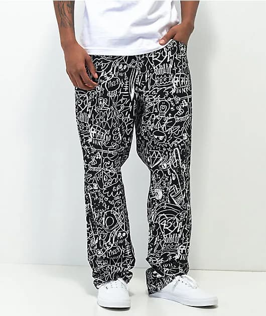Salem7 Scrible Black Denim Jeans — image 1 of 1