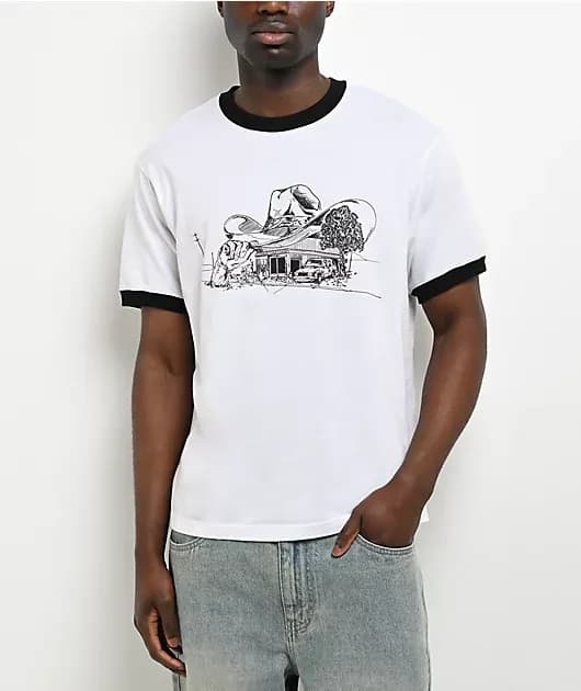 SB Roadside White Black Ringer T-Shirt — image 1 of 1