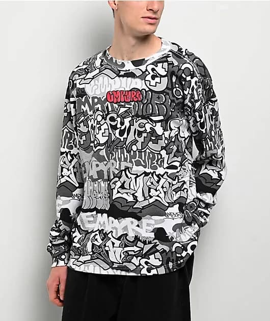 Script White Camo Thermal Long Sleeve T-Shirt — image 1 of 1