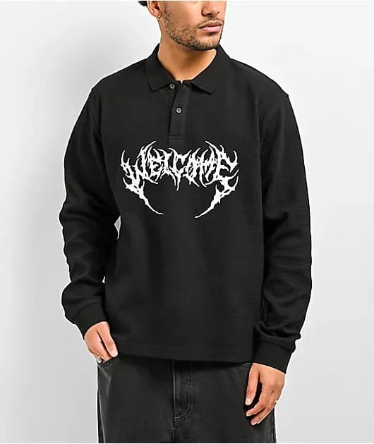 Sharp Black Long Sleeve Polo Shirt — image 1 of 1