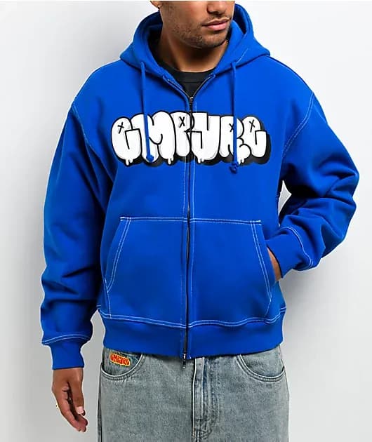 Slime Blue Crop Zip Hoodie — image 1 of 1