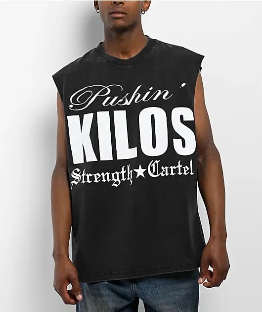 Strength Cartel Pushin Kilos Black Tank Top — image 1 of 1