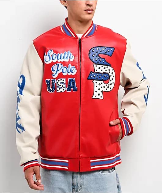 Stud Eagle Red, White Blue Bomber Jacket — image 1 of 1