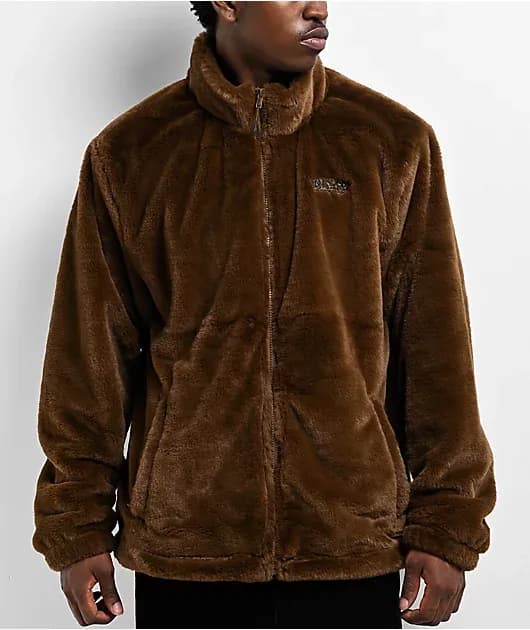 Talon Brown Faux Fur Zip Jacket — image 1 of 1