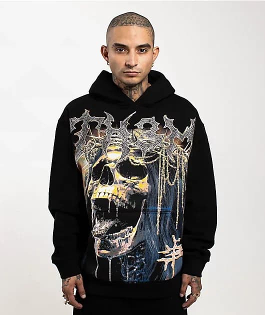 TH3M Royalty Rhinestone Black Hoodie — image 1 of 1