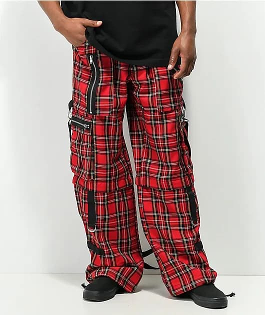 Tripp NYC Clash Baggy Red Black Plaid Pants — image 1 of 1