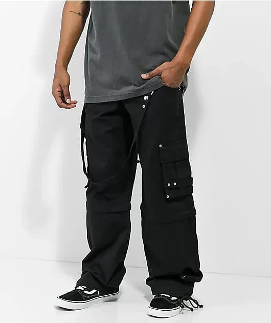 Tripp NYC Zip Off Black Cargo Bondage Pants — image 1 of 1