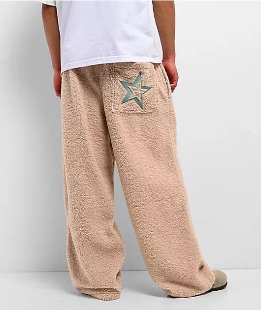 Vibey Beige Sherpa Lounge Pants — image 1 of 1