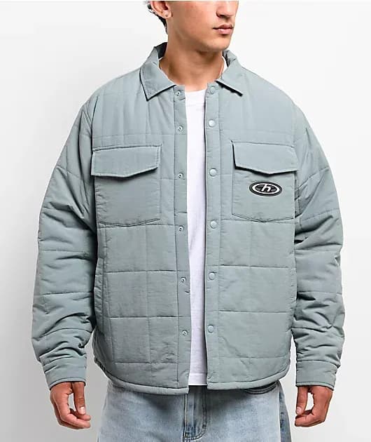 Villard Steel Blue Quilted Shacket — image 1 of 1