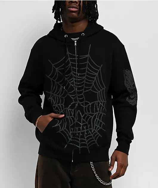Web Skull Black Zip Hoodie — image 1 of 1