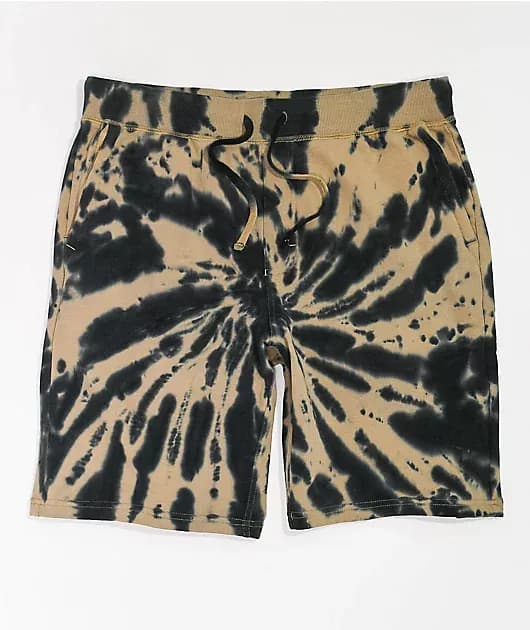 Zine Silas Incense Tan Black Tie Dye Sweat Shorts — image 1 of 1