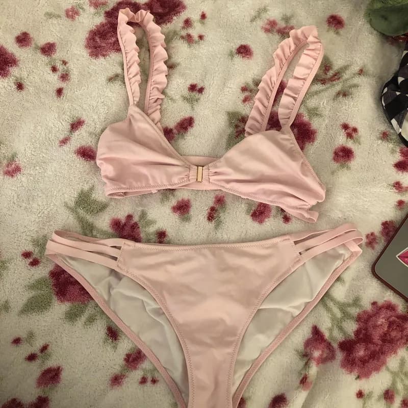 Ali Ruffle Skimpy Bikini Bottom - Baby Berry