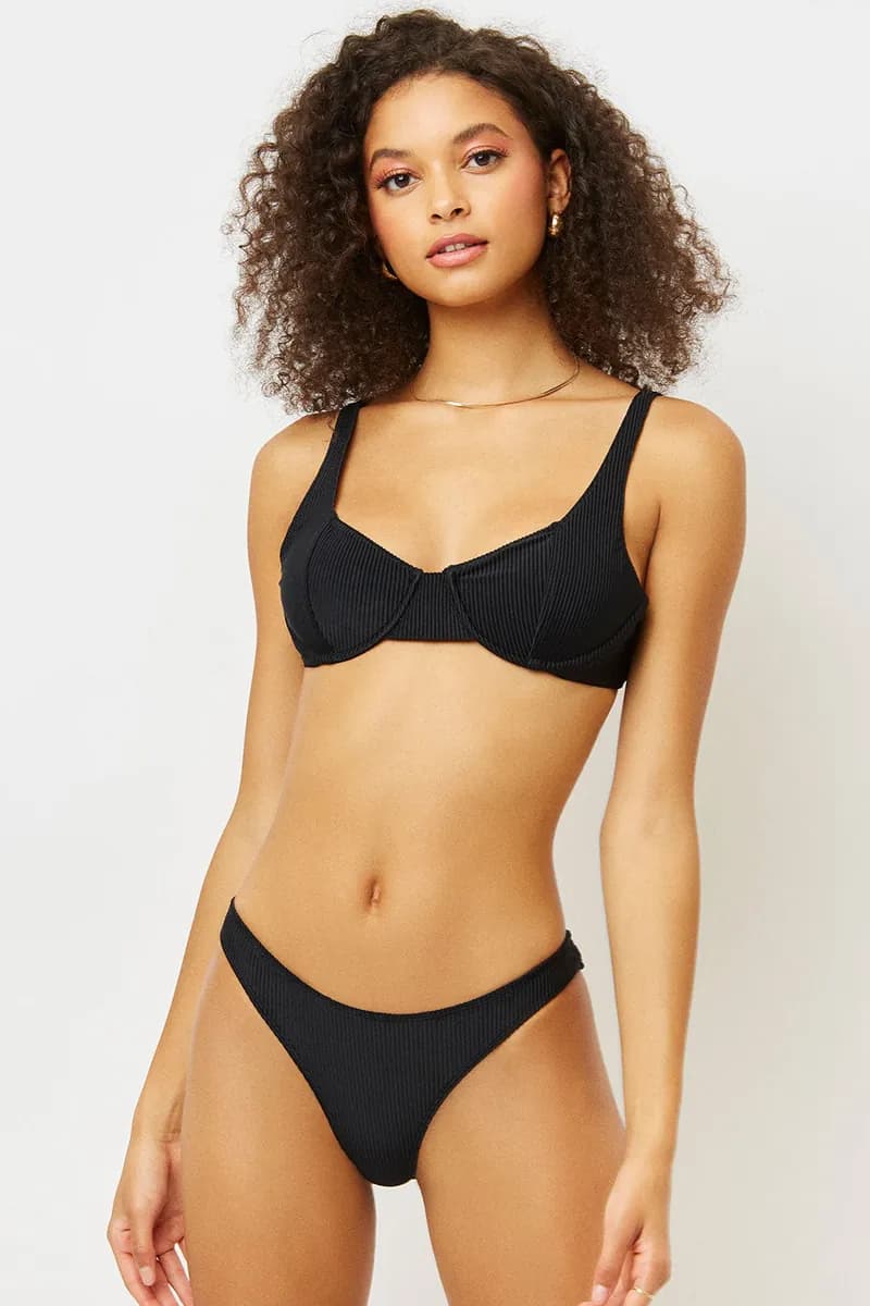 Anna Underwire Ribbed Bikini Top - Black — image 1 of 1