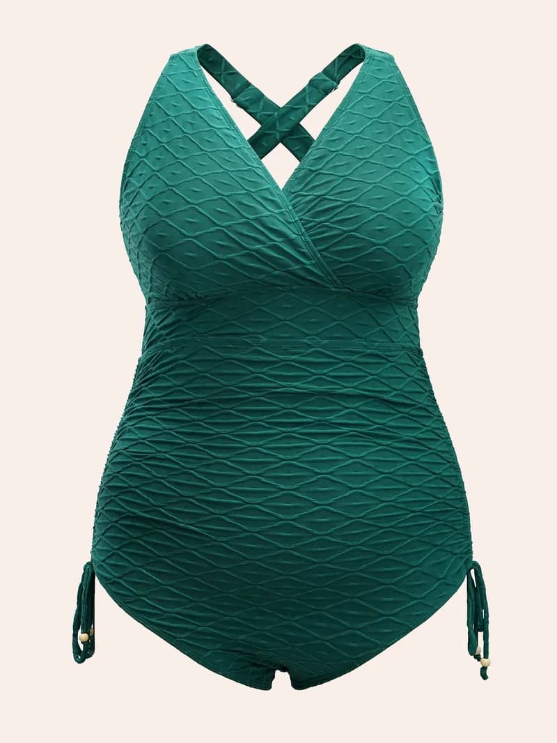 April Plissé Monokini One Piece Swimsuit - Papaya — image 1 of 1