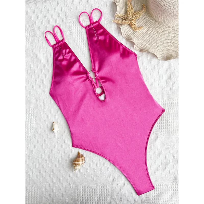 April Satin Monokini One Piece Swimsuit - Bambi — image 1 of 1