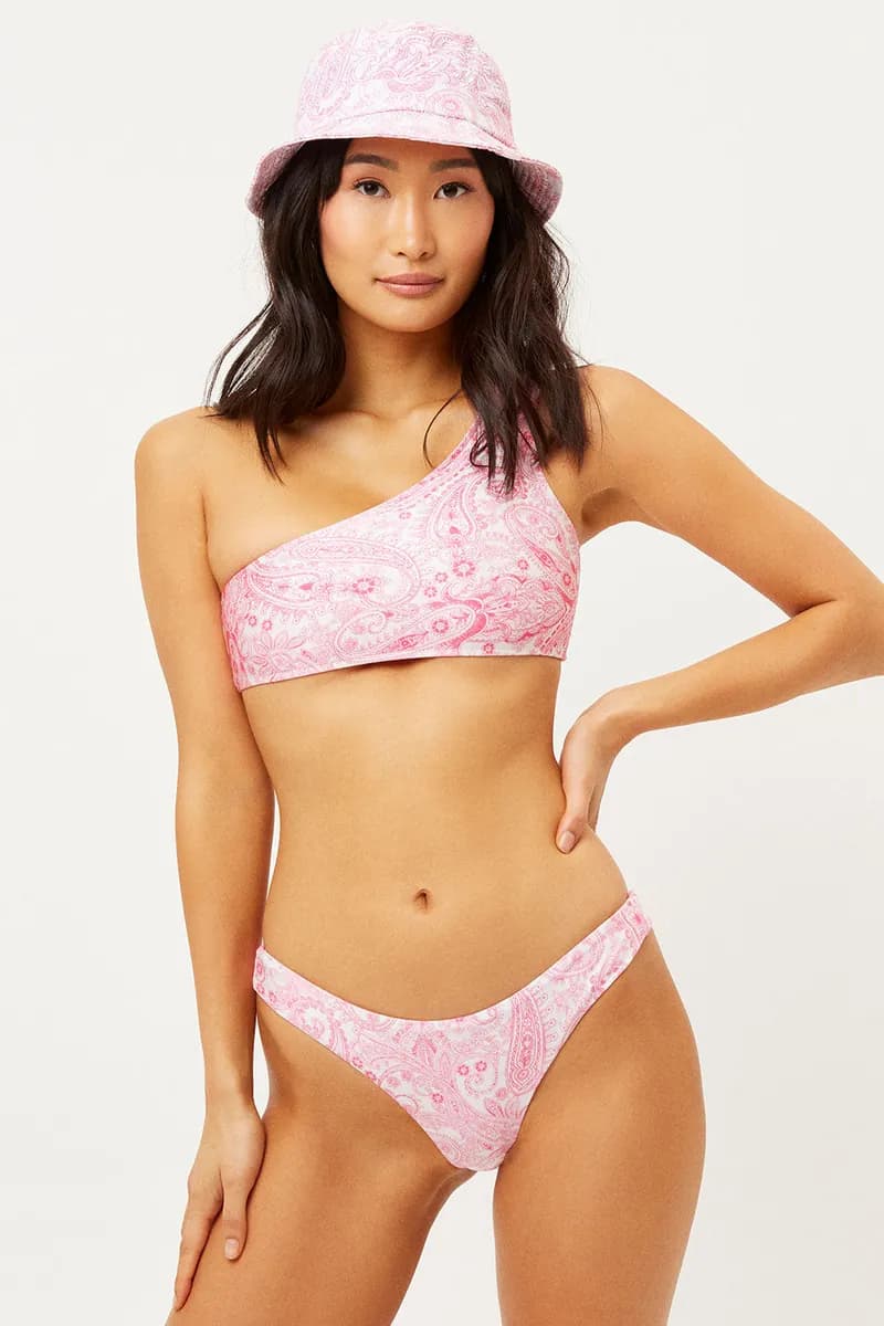 Barb One Shoulder Bikini Top - Pink Paisley — image 1 of 1