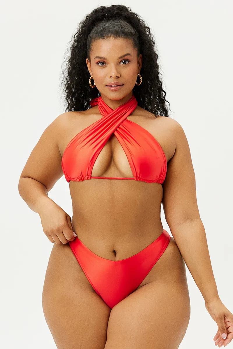 Bash Satin Wrap Bikini Top - Grenadine — image 1 of 1