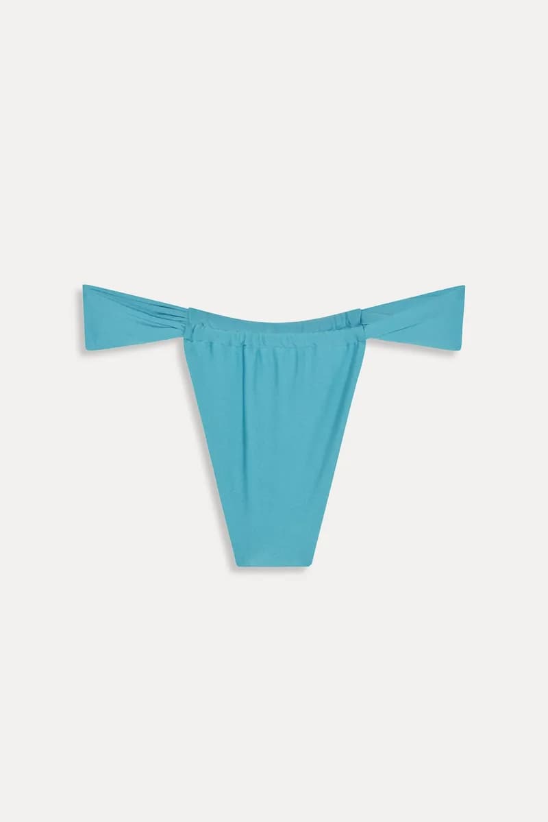 Beckett Satin Micro Bikini Bottom - Cyan Shine — image 1 of 1