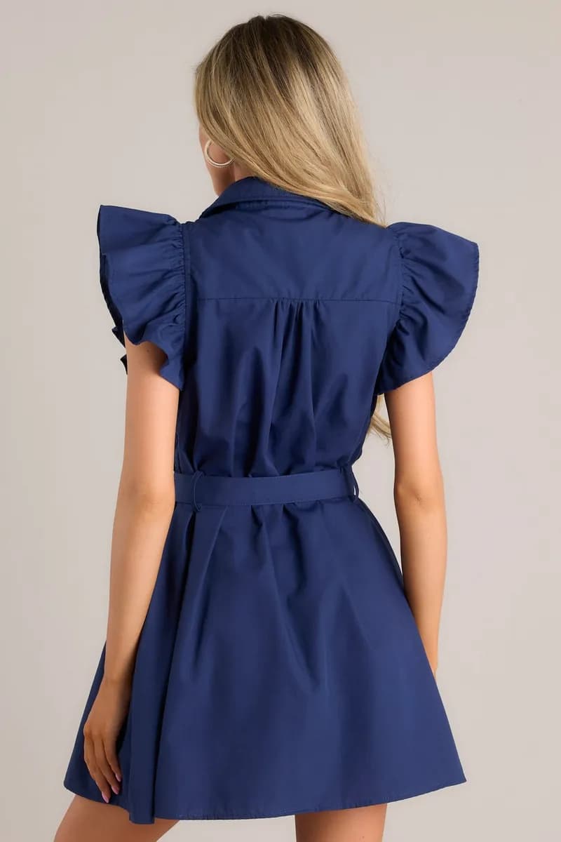 Belted Button-Front Mini Dress — image 1 of 1